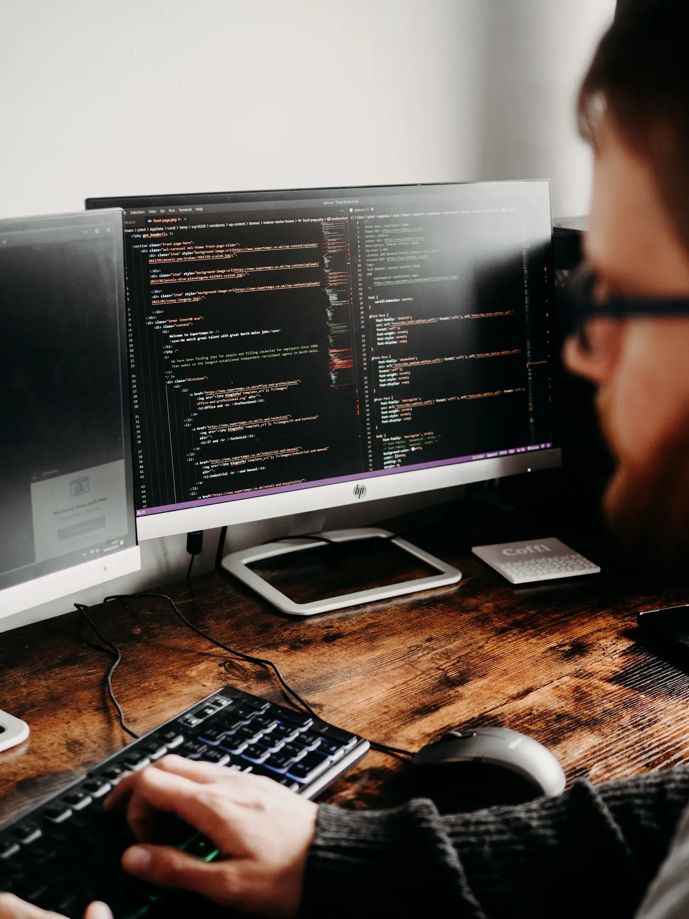 Software developer working at a computer